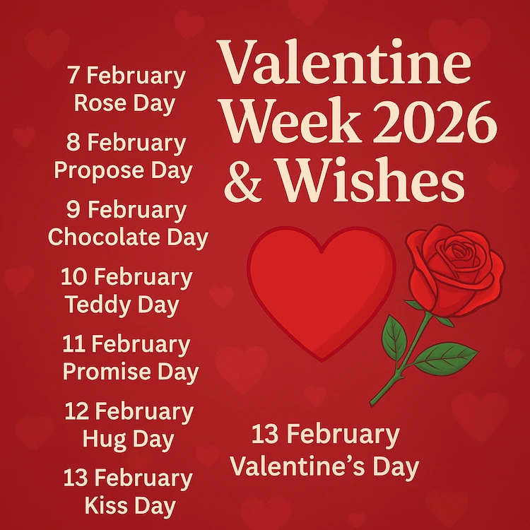 Valentine Week 2026 Days List & Wishes greeting card