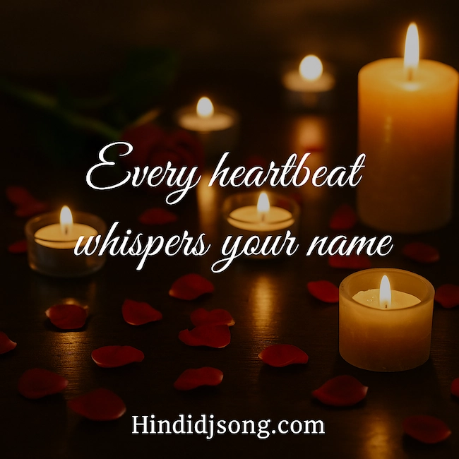 Romantic Shayari in English – “Love written in our destiny 💫” black background with golden typography.